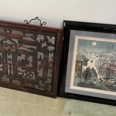 KVS053 - Print By Lao Si & Chinese Hand-Carved Wall Panel