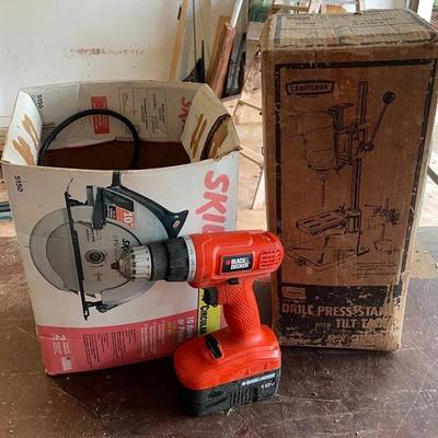 KVS031 - Home Tool Bundle -Drill Press Stand, Circular Saw , B & D 18 V Drill