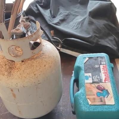 KVS090 LP-Gas BBQ Cylinder, Grill Cover & Mikita Electric Hand-Sander