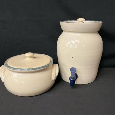 Stoneware Crock Beverage Dispenser & Casserole