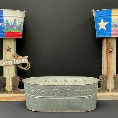 Handmade Rustic Texas Theme Planters