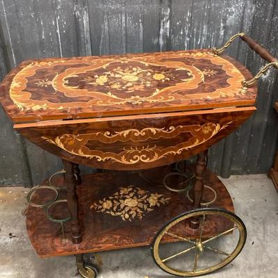 Ornate Wooden Bar Cart