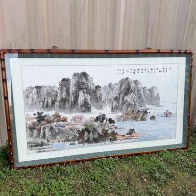 Large Vintage Chinese Landscape Painting 