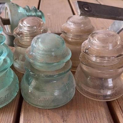 Glass Insulator Lot - 8 total 