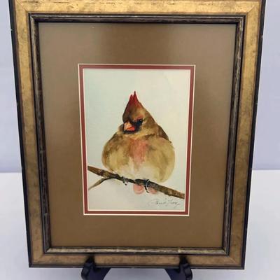 Framed Northern Cardinal Watercolor By Paula Lay 