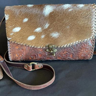 Handmade Leather Purse With Axis Hide Accent By Juan Antonio