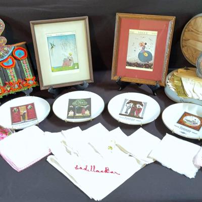 Vogue Prints, Vintage Lot Ladies Gloves and Case, Plates, Mirror And More!