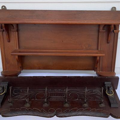 Hand Carved Hat/Coat Rack & Plate/Knick Knack Shelf