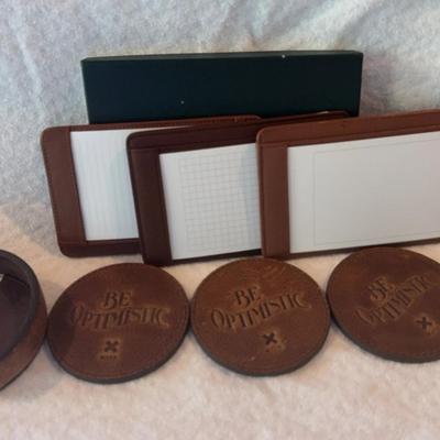 Levenger Fine Leather Pocket Briefcases Set Of 3 Plus Leather Coasters