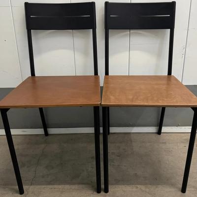 Modern Wood & Metal Side Chairs – Matching Pair