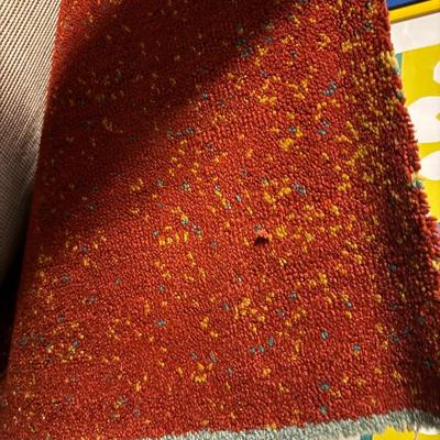 12’ Large Rolled Carpet Remnant – Abstract Rust, Gold & Teal Pattern