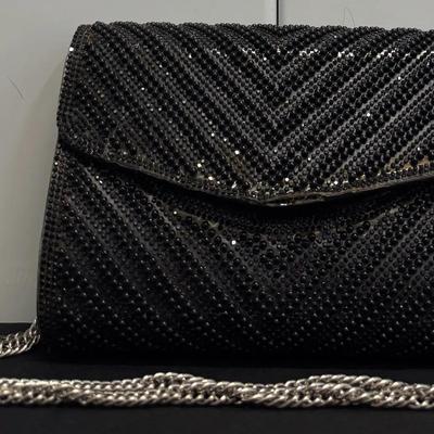 Urban Expressions Black Rhinestone Evening Clutch – Envelope Style, Chain Strap