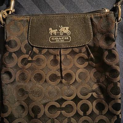 Coach Signature C Brown Canvas & Leather Crossbody Bag – Adjustable Strap, Zip Top 