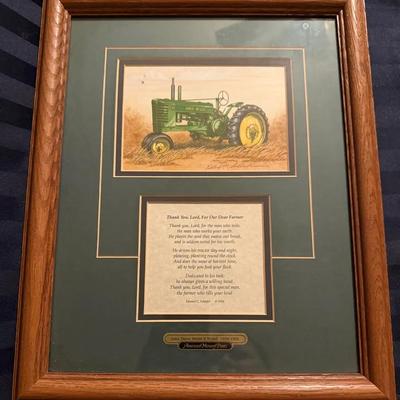 Framed John Deere Tractor Print & Poem – “Thank You, Lord, For Our Dear Farmer” (1994)