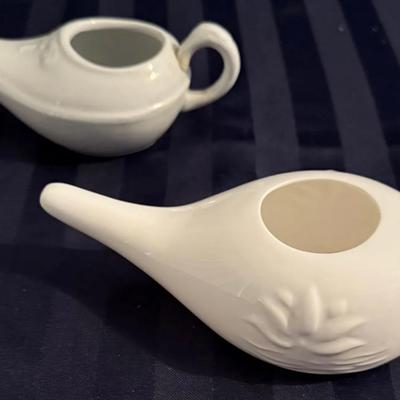 Pair of Ceramic Neti Pots – Traditional Yogic Nasal Rinse Vessels