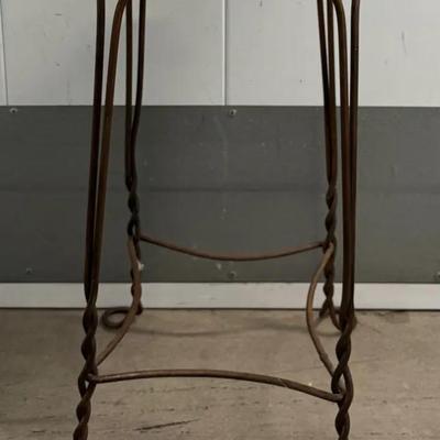 Rustic Metal Accent Table with Inlaid Wood Top