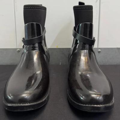 Michael Kors Black Ankle Rain Boots with MK Charm – Women’s