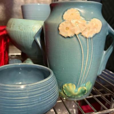 Roseville Pottery Pitcher and Bowls 