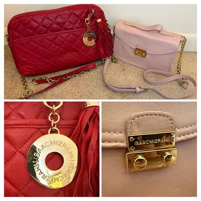 Isaac Mizrahi red and pink leather purses 