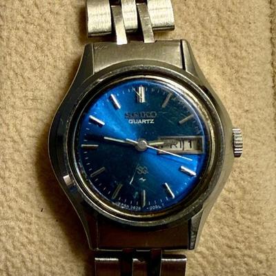 Seiko Water Resistant Quartz Watch with Blue Dial 