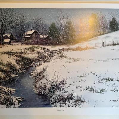 Unframed signed, dated and annotated Robert A. Tino lithographic print "Winters Ago" (AP #36/50) 
