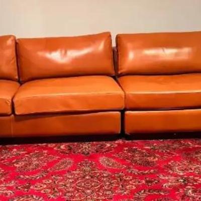 Crate & Barrell  leather sectional