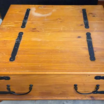 Wood and Wrought Iron Coffee Table