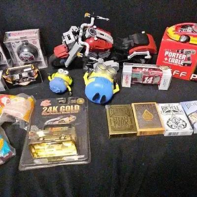 Mixed Collectibles Group Featuring Racing Memorabilia, Playing Cards & Novelty Items