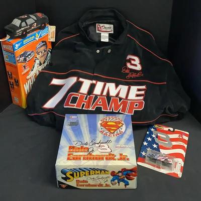 Dale Earnhardt Jr. Racing Collectibles Featuring 7 Time Champ Jacket & Pit Wagon