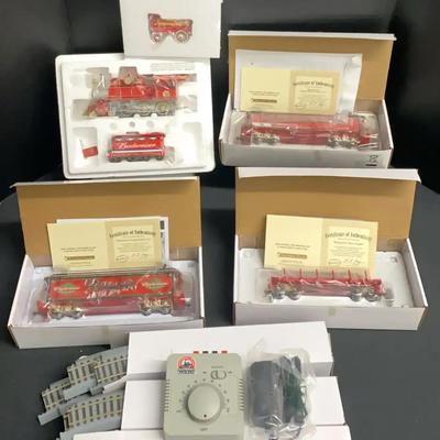 Budweiser Holiday Express Train Set by Hawthorne Village with Certificates of Authenticity