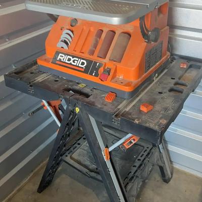 RIDGID Table-Mounted Belt Sander with Worx Portable Worktable