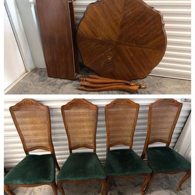 Dining Table with Four Chairs and Two Leaves