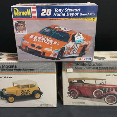 Vintage Model Car Kits Featuring 1930 Ford Model A, 1932 Chevrolet Phaeton & Tony Stewart