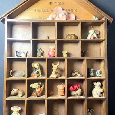 Mouse Figurines in Vintage Shadow Box 