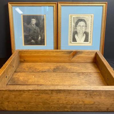 Antique Serving Tray With Antique Photos