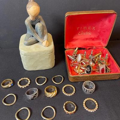 Willow Tree Keepsake Box with Costume Rings & Cufflinks 