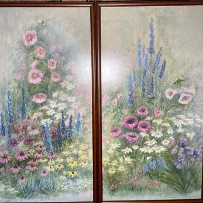 Pair Framed Floral Art 