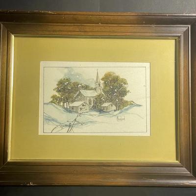 Watercolor Winter Scene by Storchard