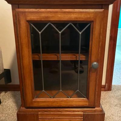 Wooden Nightstand with Glass Door