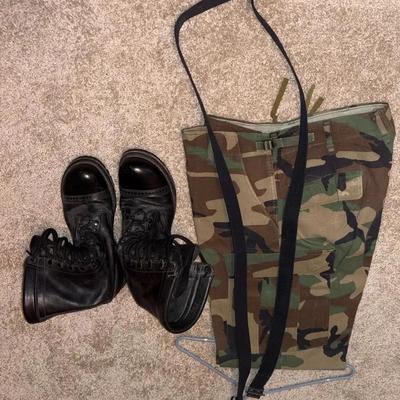 Black Leather Boots and Camouflage Cargo Pants