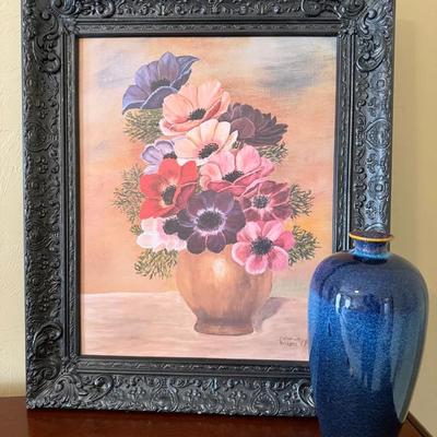 Anemones “Catherine Bridges” Print and Blue Vase