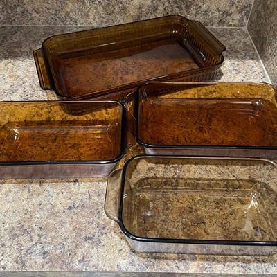 Amber "Anchor Hocking" and "Pyrex" Glass Cookware