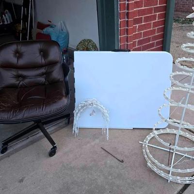 "Cosco" Foldable Table, Rolling Chair, and Other Decor