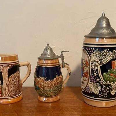 Vintage Ceramic Beer Steins 