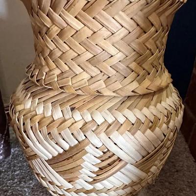 White Palm and Pine Needles Basket “Mexico”