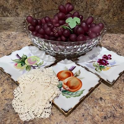 “Lefton” Fruit Plates, Crystal Bowl and More