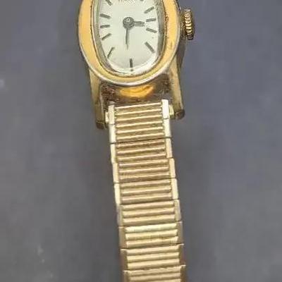 Timex Dark Numerals With Goldtone Stretchy Band