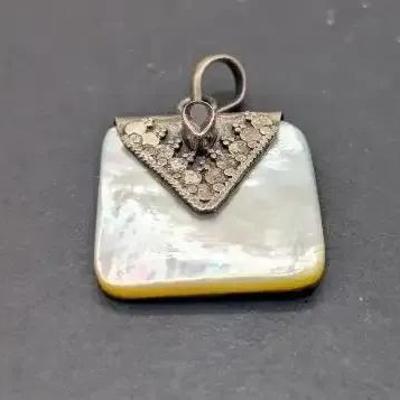 Sterling Silver Mother Of Pearl With A Gemstone Pendant