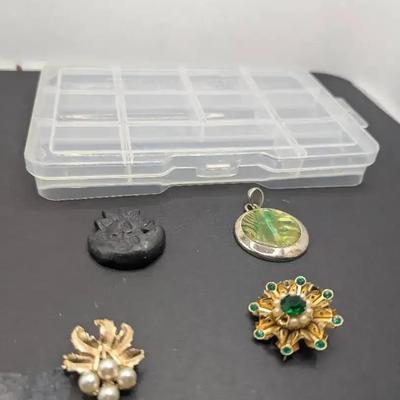 Greenish Ammorite Band Pendant And Brooches