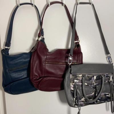 Aimee Kestenberg Purse, Burgundy And Blue Leather Purses 